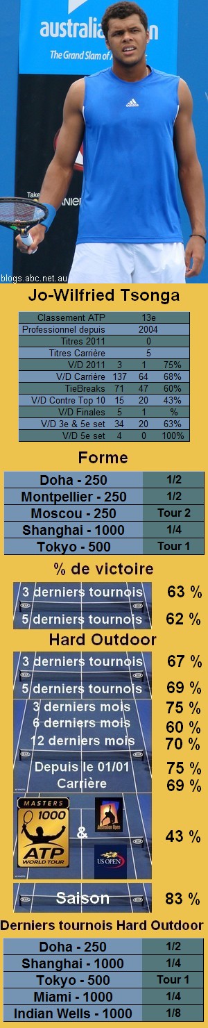 Statistiques tennis Jo Wilfried Tsonga